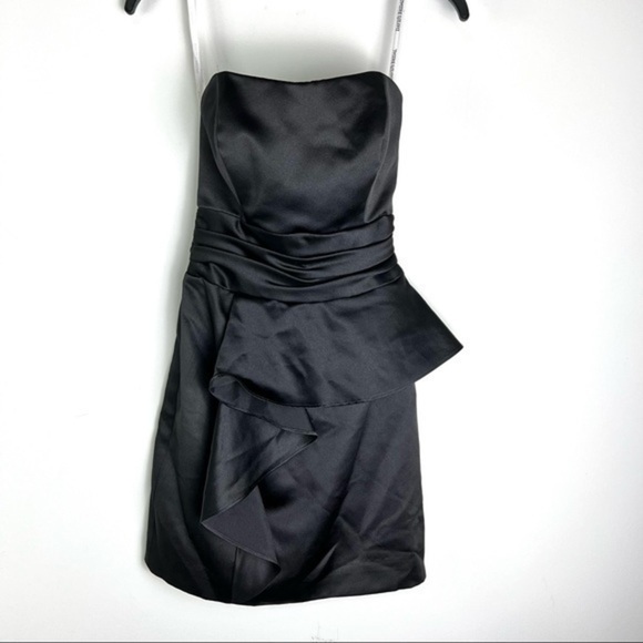 David's Bridal Strapless Dress Womens Short Charmeuse with Ruched Waist size 2 - Picture 1 of 9